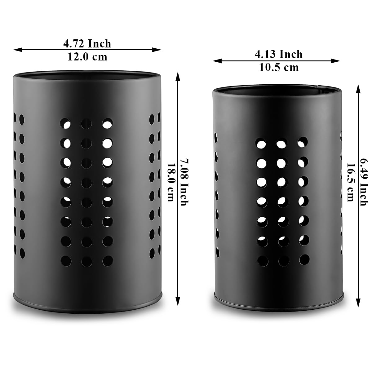 Porta-utensilios Berglander, conjunto de dos tamaños en negro acero inox, acceso rápido a utensilios.
