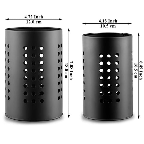 Porta-utensilios Berglander, conjunto de dos tamaños en negro acero inox, acceso rápido a utensilios.