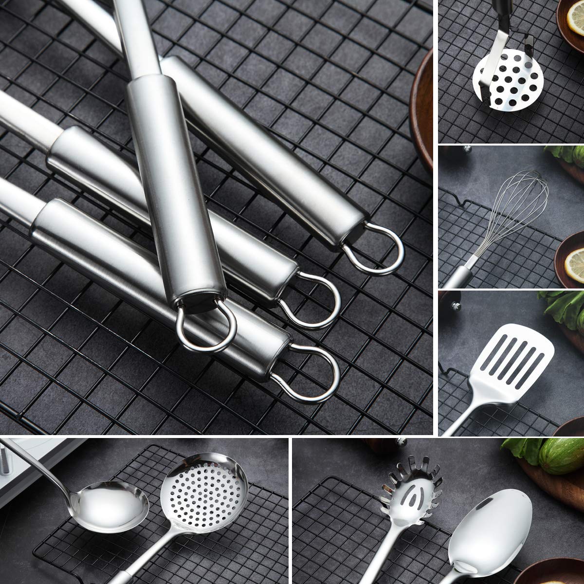 Berglander servidor pasta en acero inoxidable, sirve fideos sin desorden