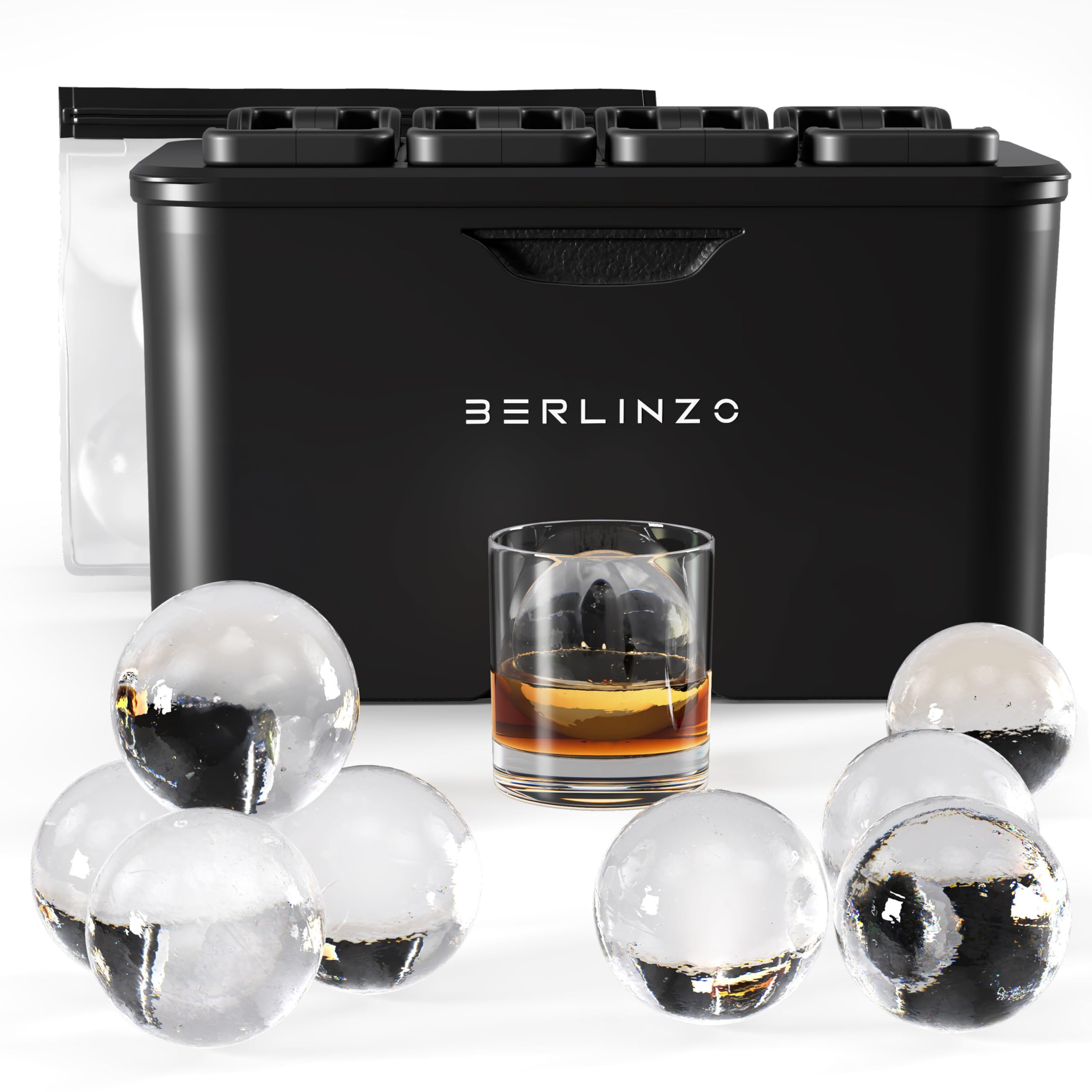 Berlinzo molde bolas hielo cristal 2,4, para esferas perfectas en cócteles