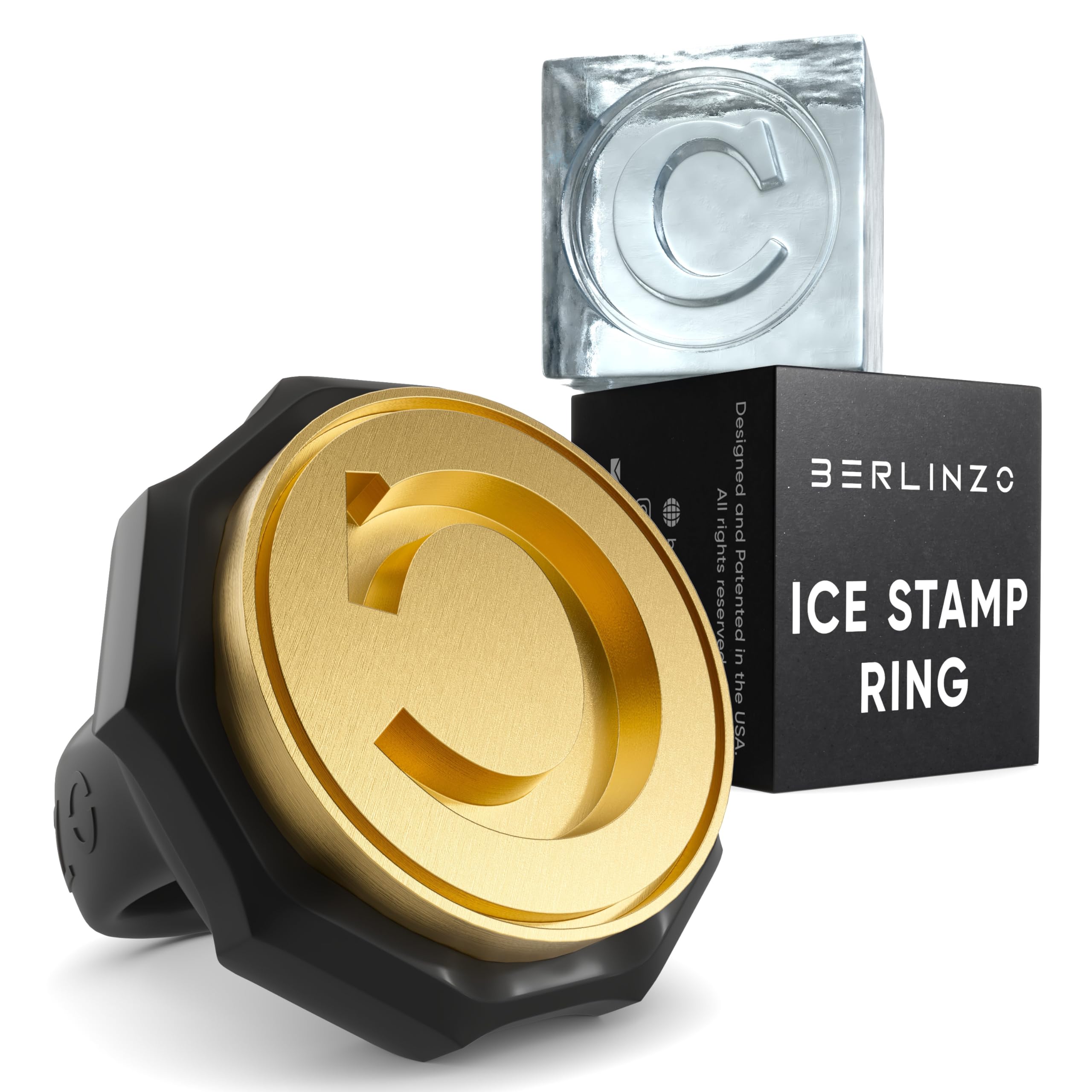 Berlinzo sello de hielo con letra C en latón negro, añade estilo.