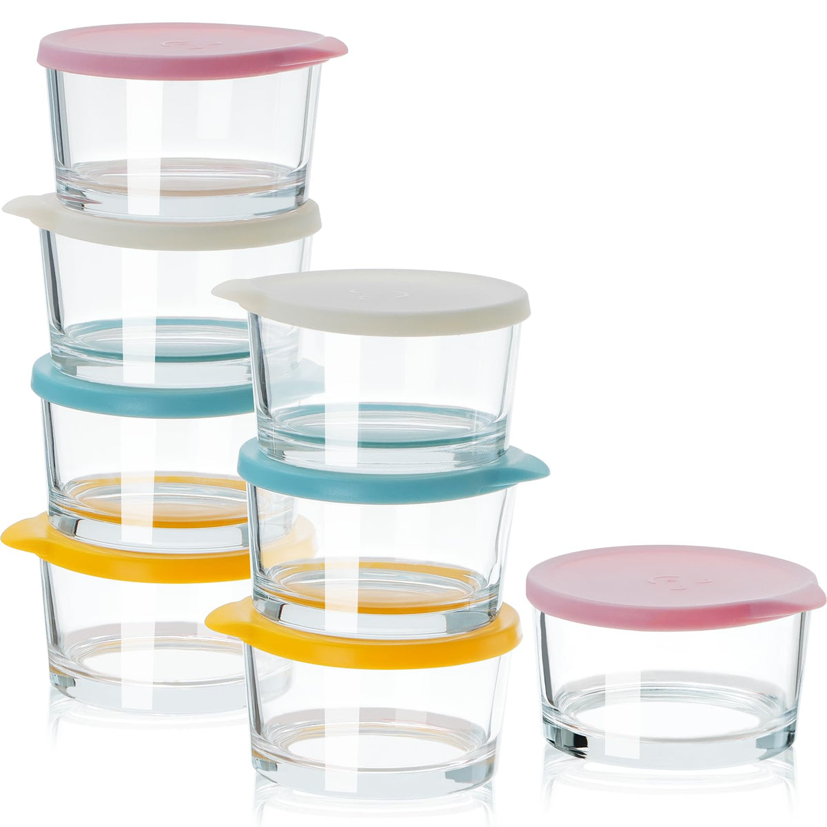 Beroca mini tazones de vidrio con tapa para organizar especias y condimentos