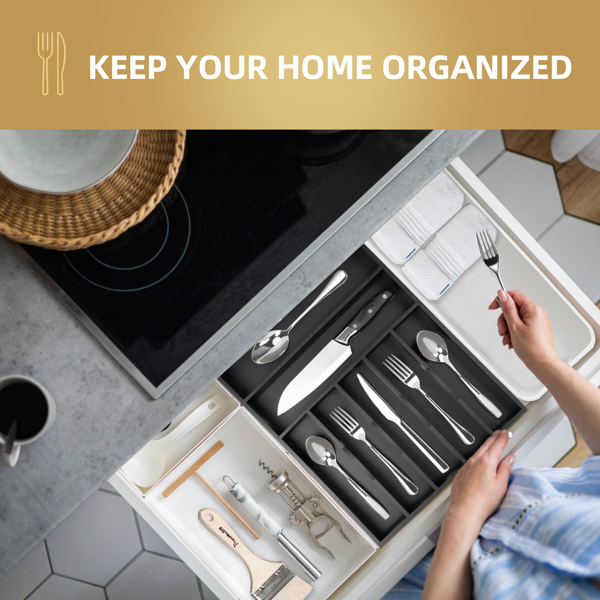 Besilord organizador de cubiertos multifuncional ideal para cocina y baño.