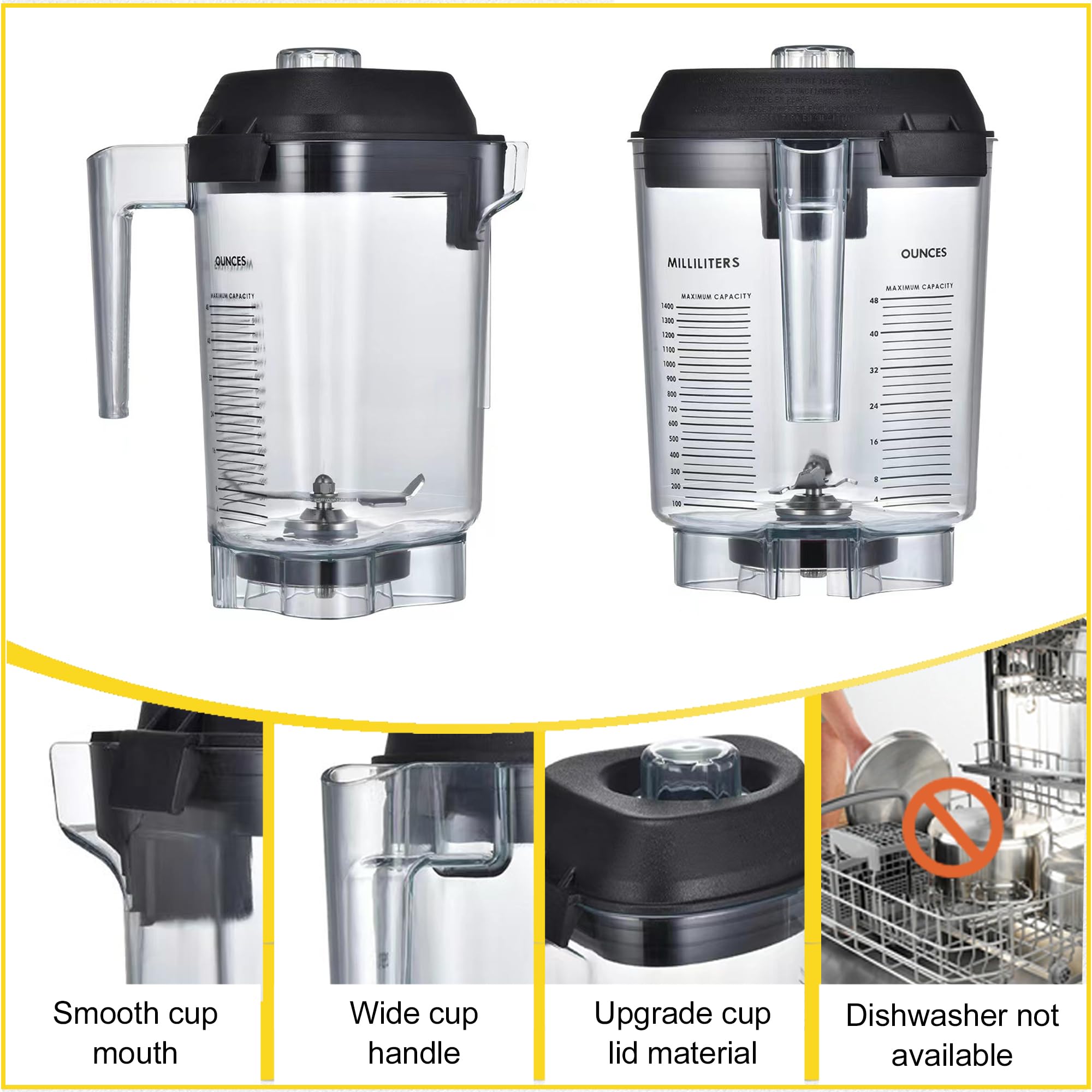 Besingki 48oz Advance Container para Vitamix Touch & Go, añade ingredientes con facilidad.