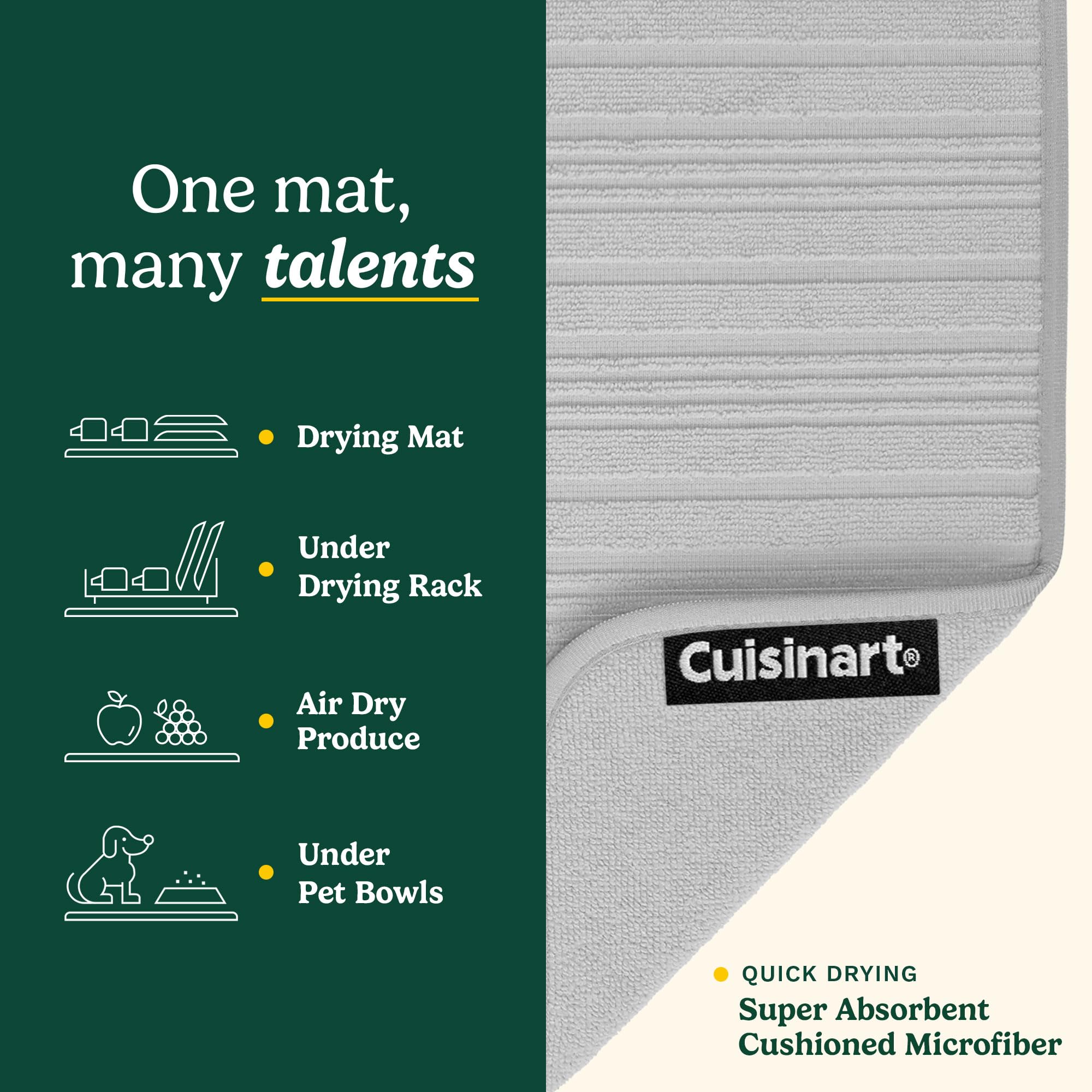 Best Brands Cuisinart alfombrilla secado platos 18x24, ideal para doble uso