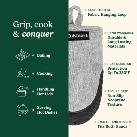 Guantes Cuisinart mini: durabilidad y fácil lavado para uso diario.