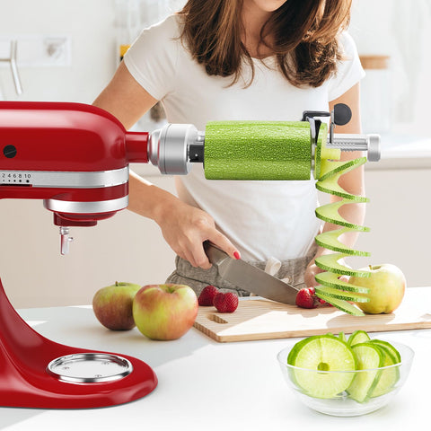 Bestand espiralizador para KitchenAid, función de pelado para preparar frutas.