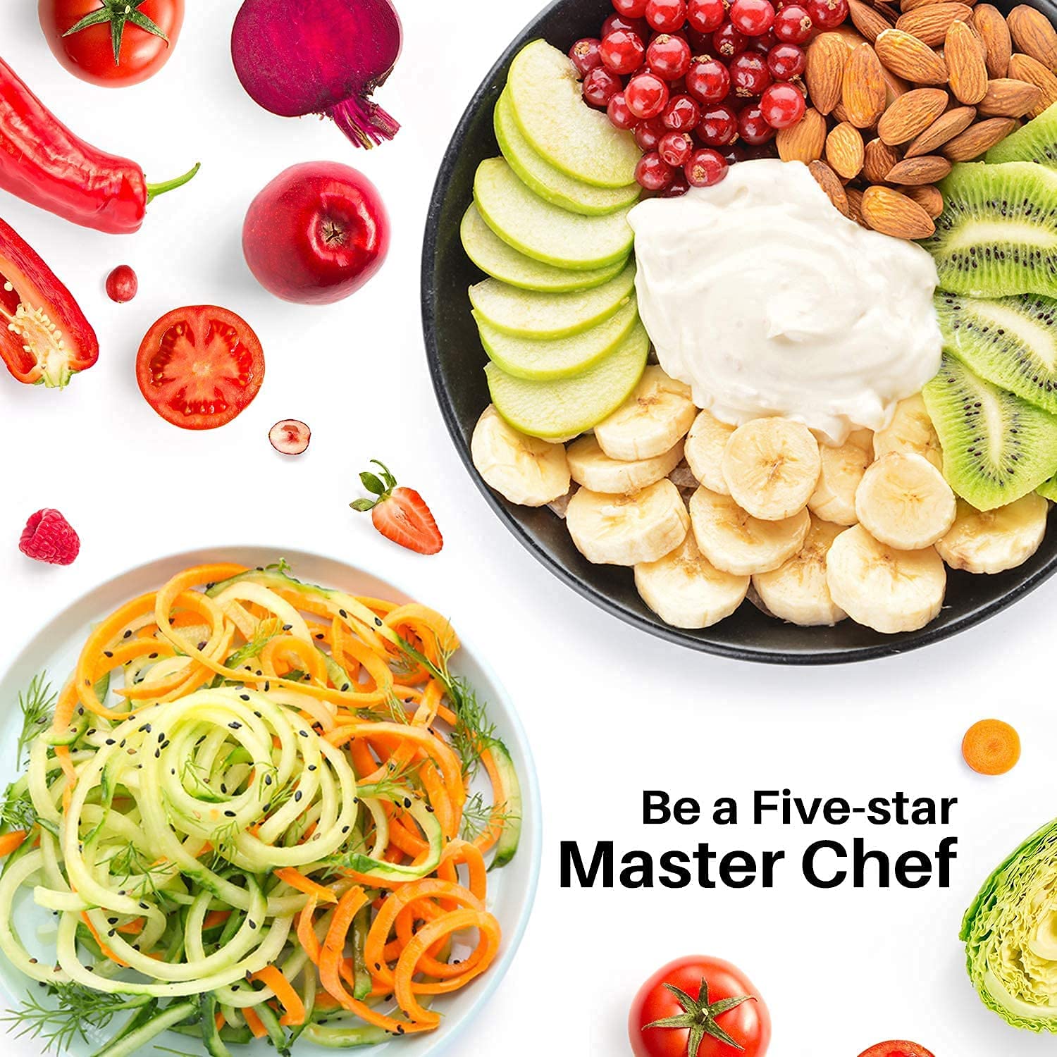 Bestand Spiralizer cuerpo metálico durable para uso diario confiable.
