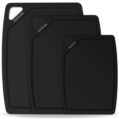 BESTCOOK tabla de cortar fibra de madera con surco de jugos para recolectar líquidos.