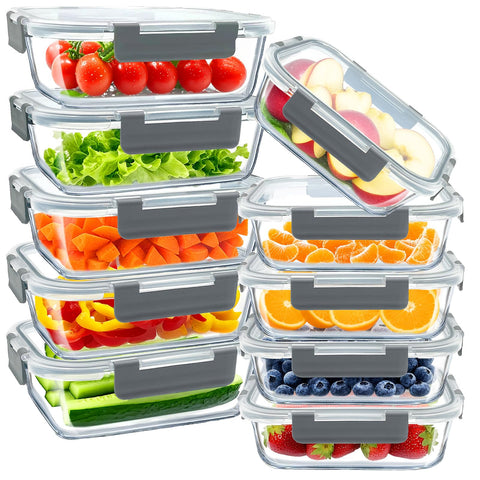 Bestfull contenedores vidrio 36oz con tapa hermética para comidas preparadas y conservación