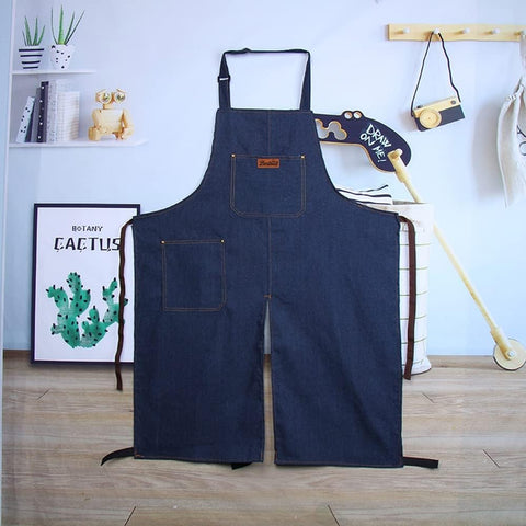 Delantal Bestoall denim para jardinería, barbacoa y taller, uso versátil.