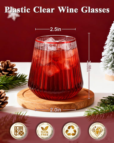 Copa plástica transparente BESTSTAR con borde rojo, ideal para evitar roturas.