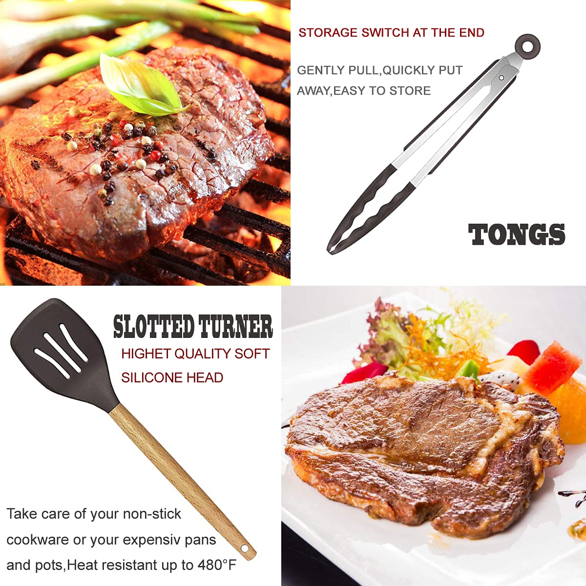 BESTZMWK cabezas de silicona resistentes protegen utensilios y superficies de cocción.