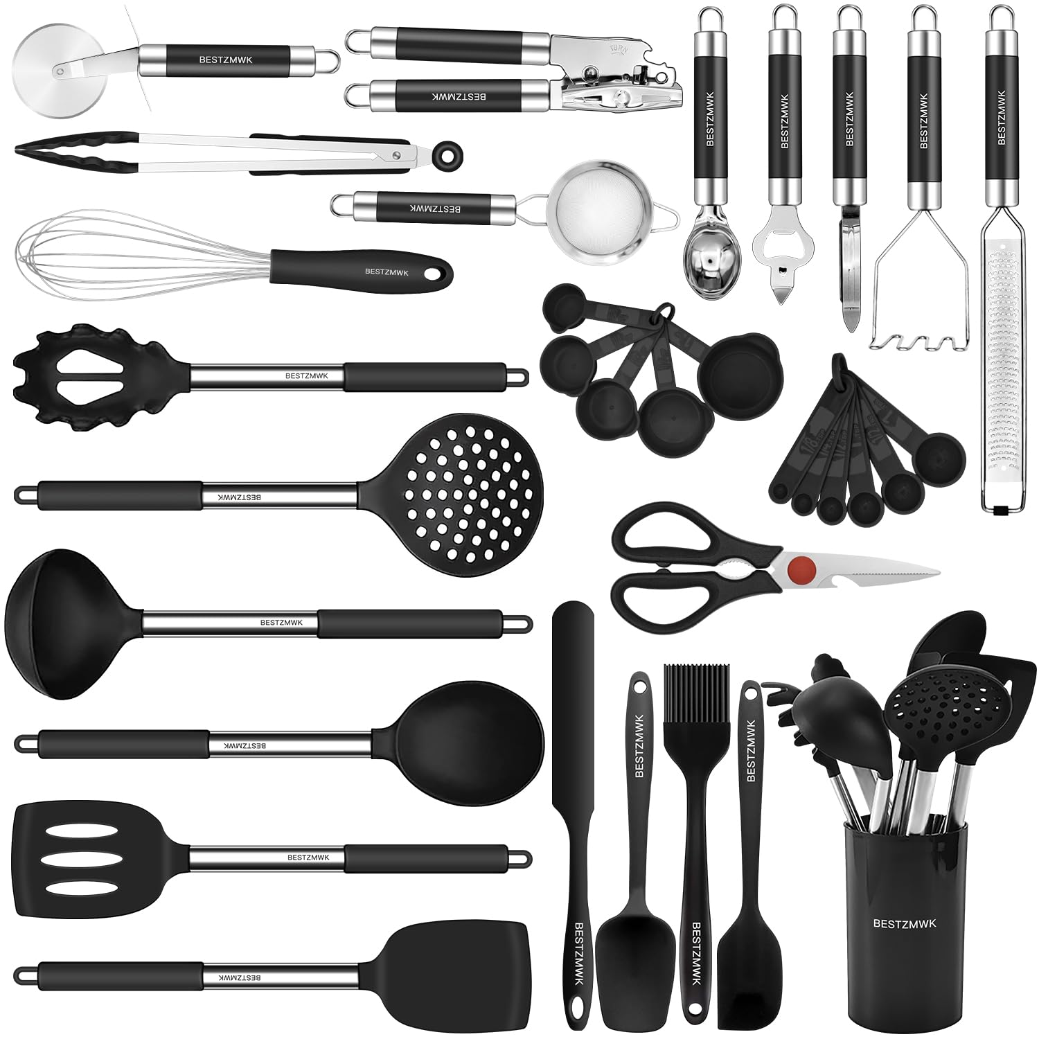 BESTZMWK juego de utensilios de silicona 32 piezas para cocinar sin rayar ollas