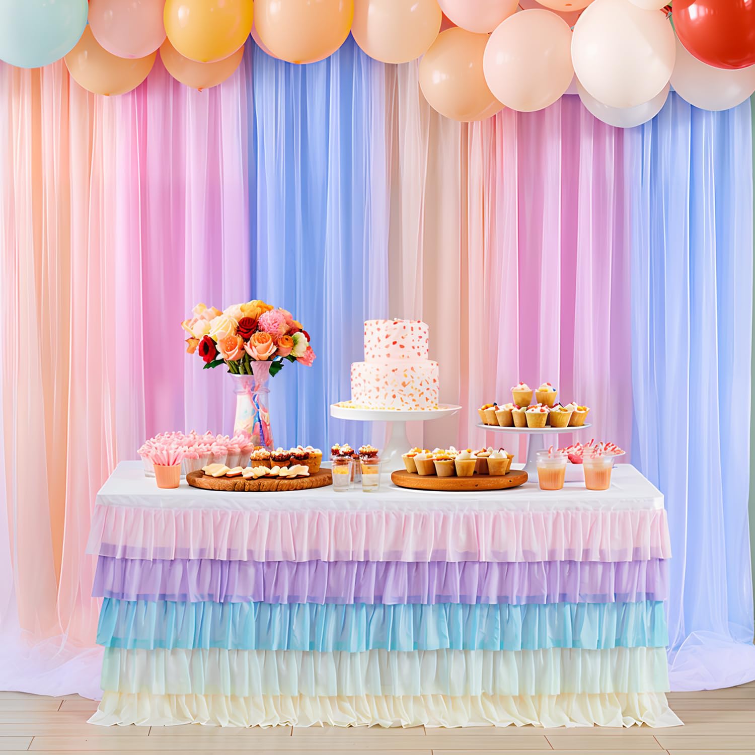 Besutolife arcoíris unicornio falda de mesa para fiesta temática
