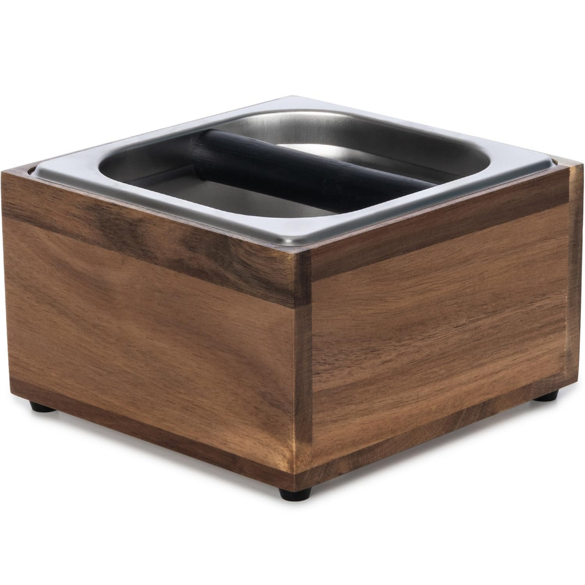 Beszone caja golpe espresso acacia madera: recogida limpia de posos y estética natural.