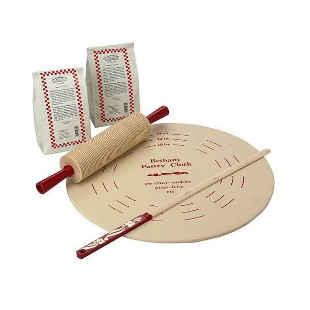 Bethany Housewares Lefse Starter Kit: rodillo corrugado para masa uniforme.