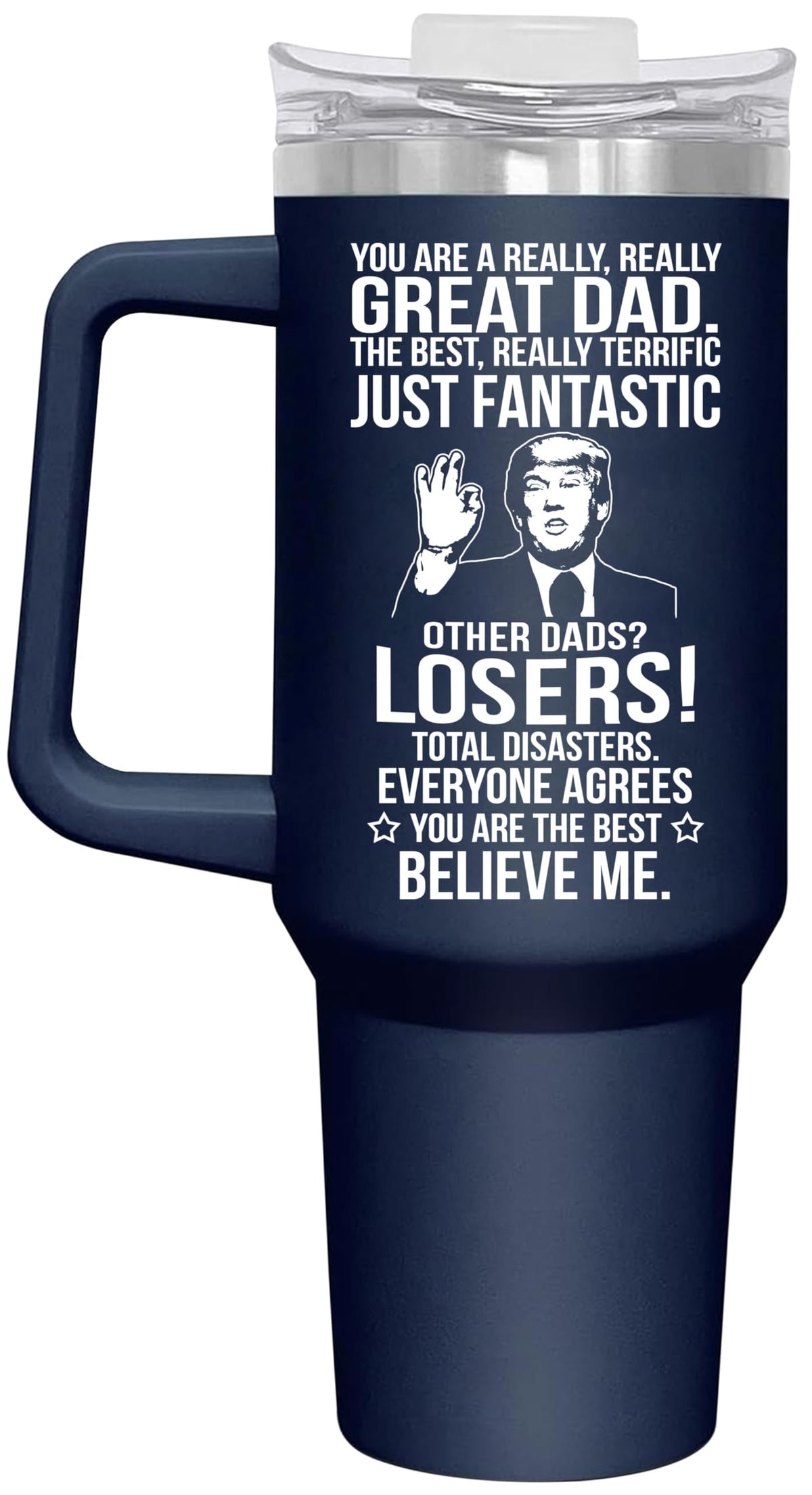 Bethegift Vaso térmico 40 onzas en azul marino para viajes.