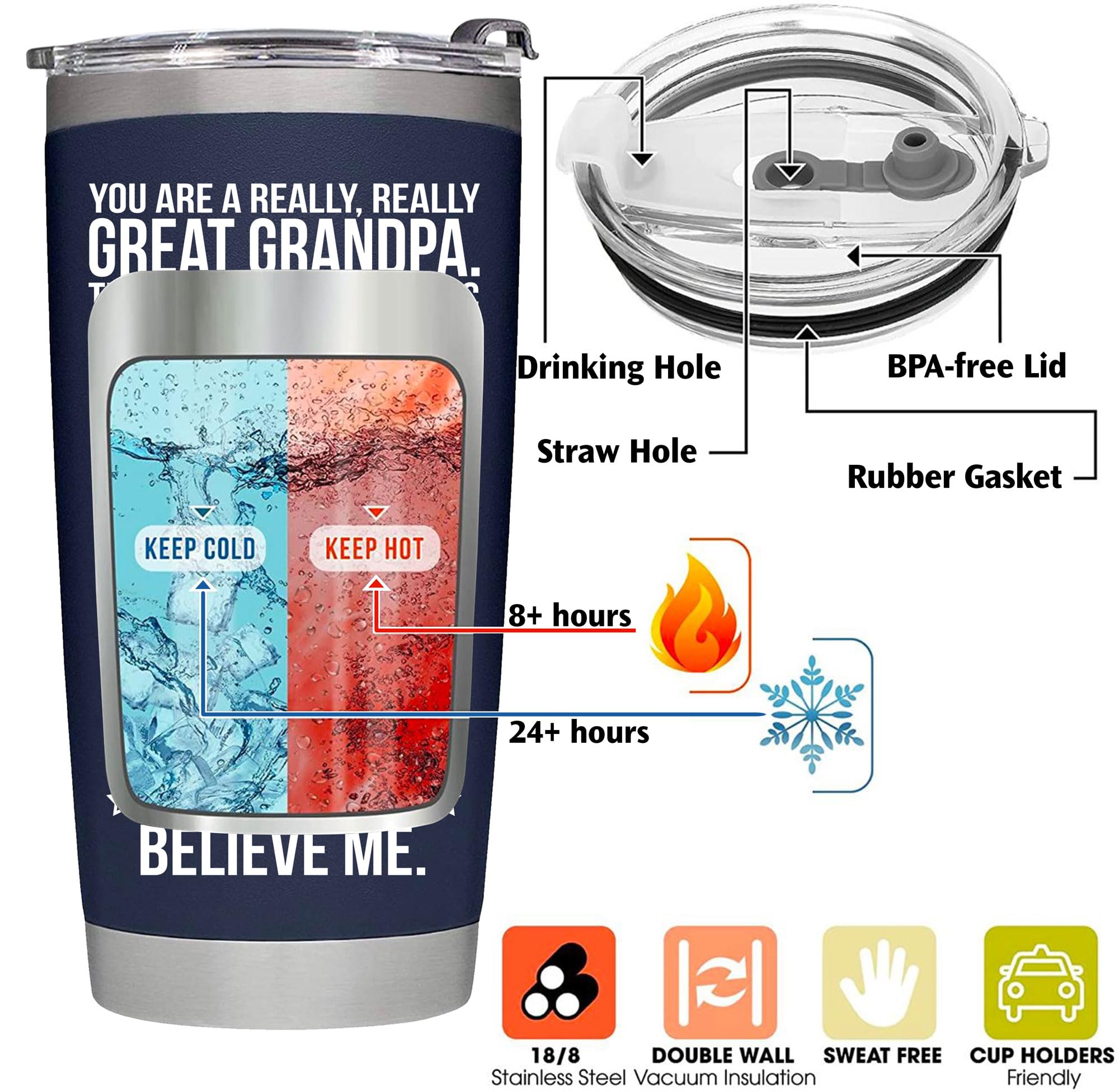 bethegift diseño clásico azul marino abuelo