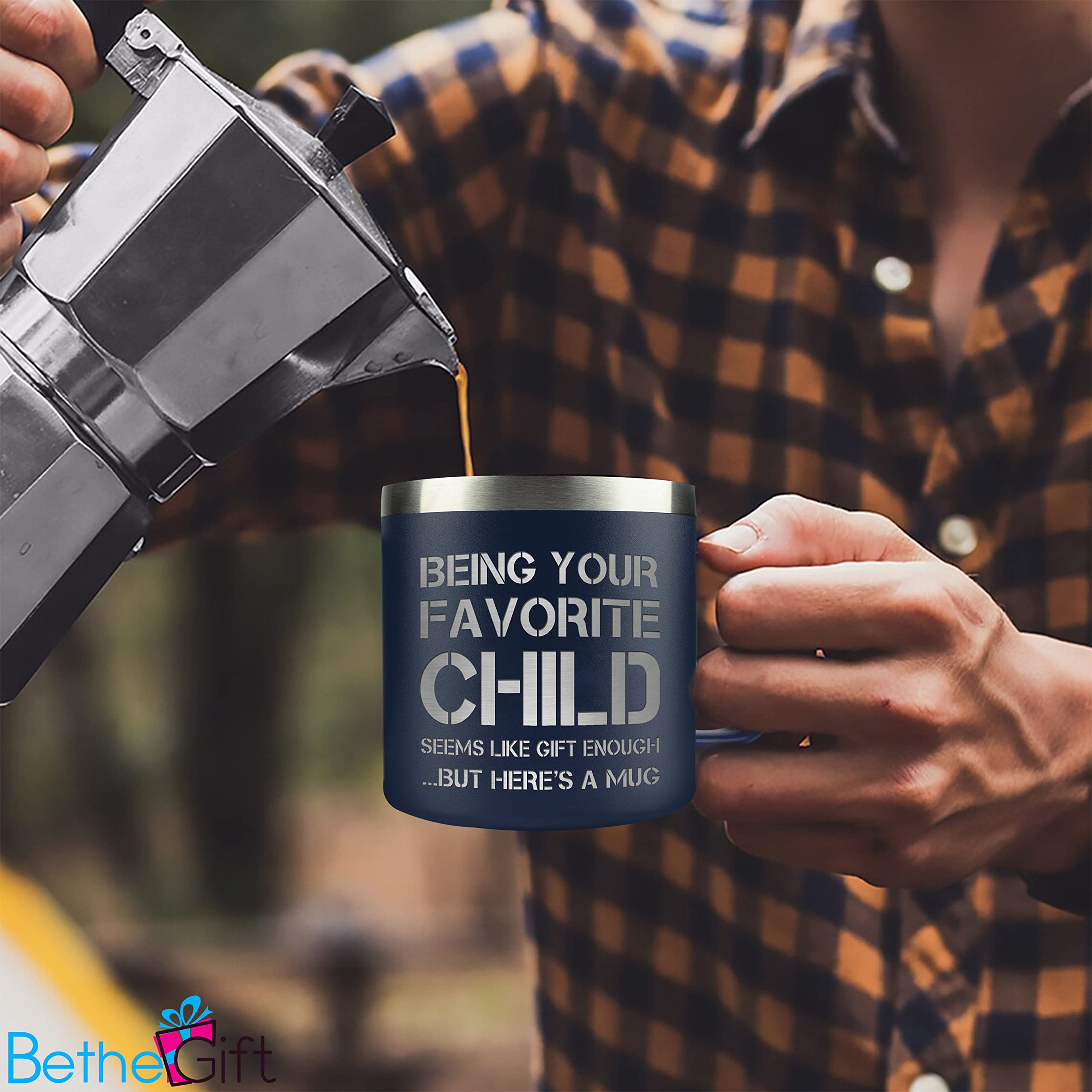 Taza BETHEGIFT en azul marino, sin condensación para llevar