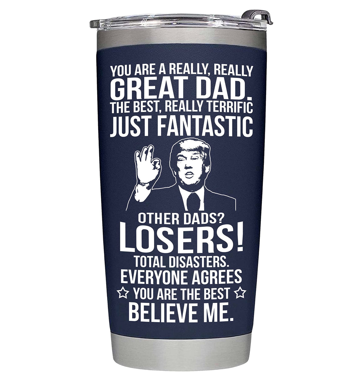 BETHEGIFT tumbler azul marino 20oz mantiene bebidas frías o calientes.