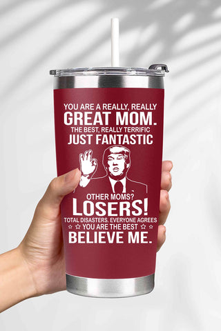 BETHEGIFT tumbler de doble pared inoxidable rojo para bebidas frescas.