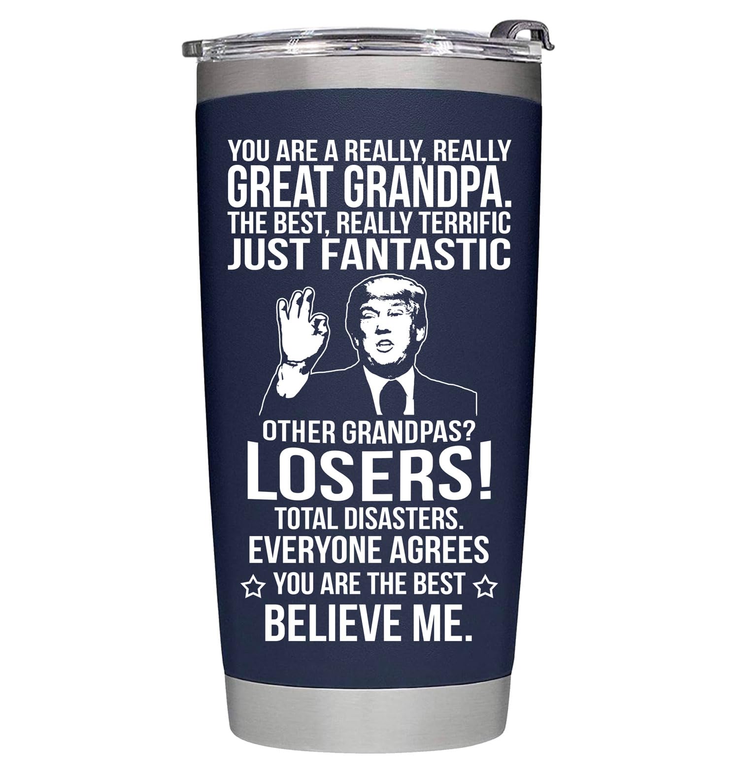 bethegift vaso térmico abuelo 20oz azul marino para mantener bebidas a la temperatura