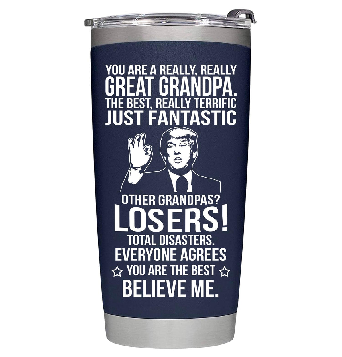 bethegift vaso térmico abuelo 20oz azul marino para mantener bebidas a la temperatura
