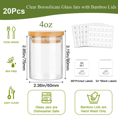 Betrome jarras de vidrio transparentes 120ml para ver claramente el contenido.