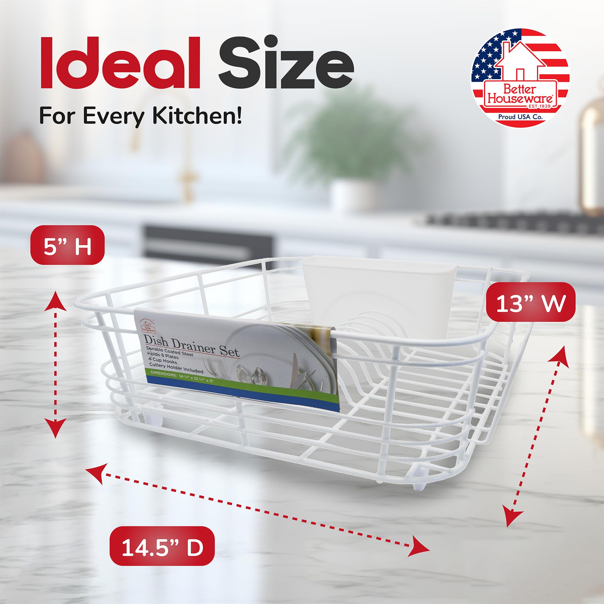 Better Houseware escurridor con rejilla de aire, reduce humedad en la vajilla.