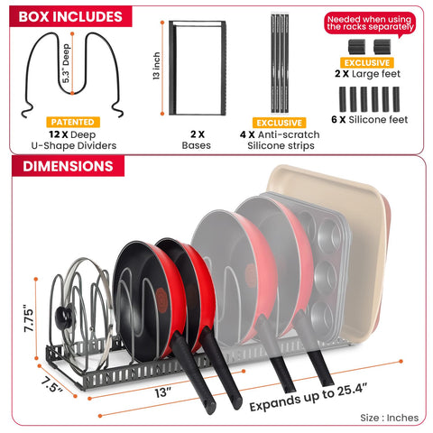 Ancho de 19 cm para caber en gabinetes y estanterías