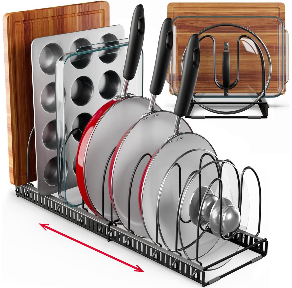 Better Things Home organiza tapas y ollas con 12 ranuras para un armario ordenado