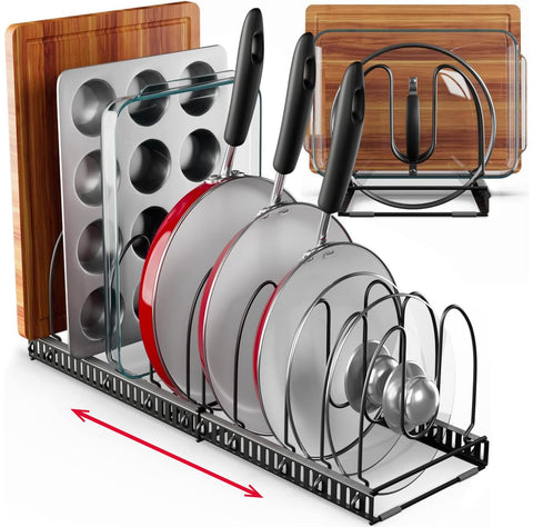 Better Things Home organiza tapas y ollas con 12 ranuras para un armario ordenado