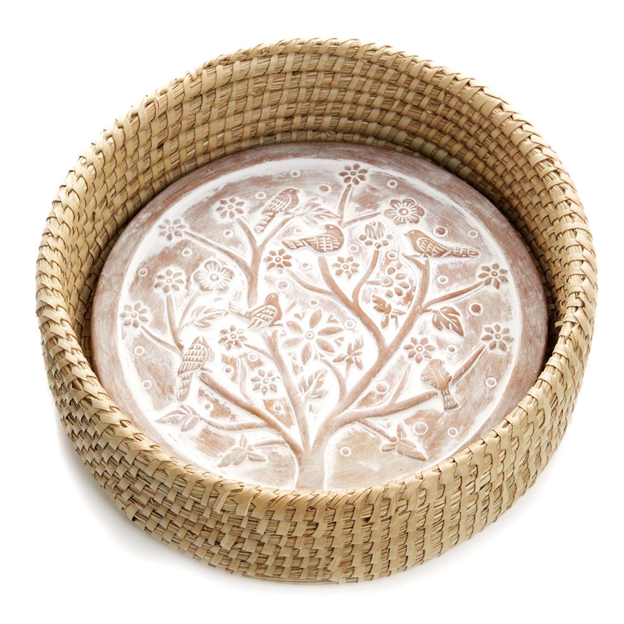 Cesta Better World Bio con calentador de terracota para pan caliente en mesa