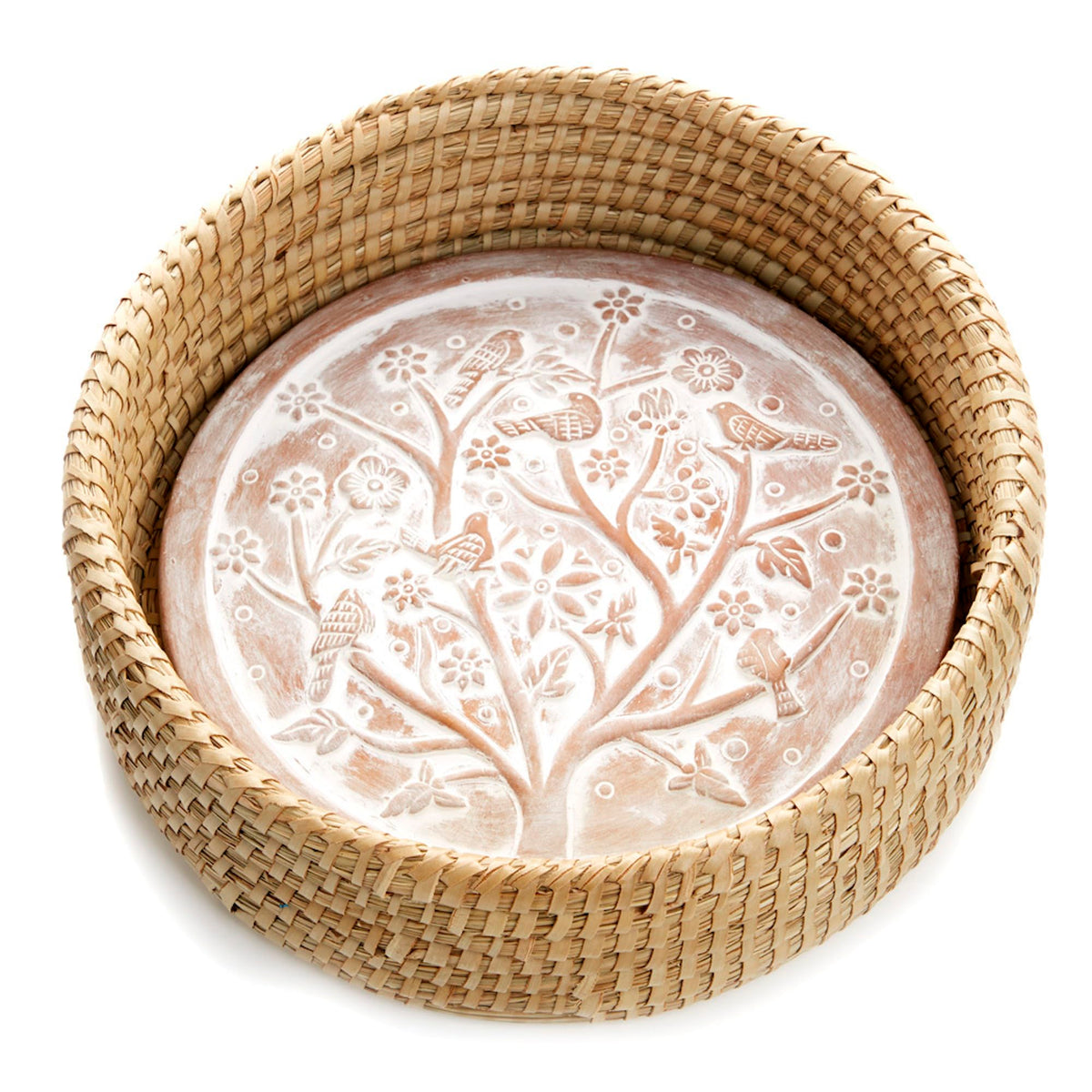 Cesta Better World Bio con calentador de terracota para pan caliente en mesa
