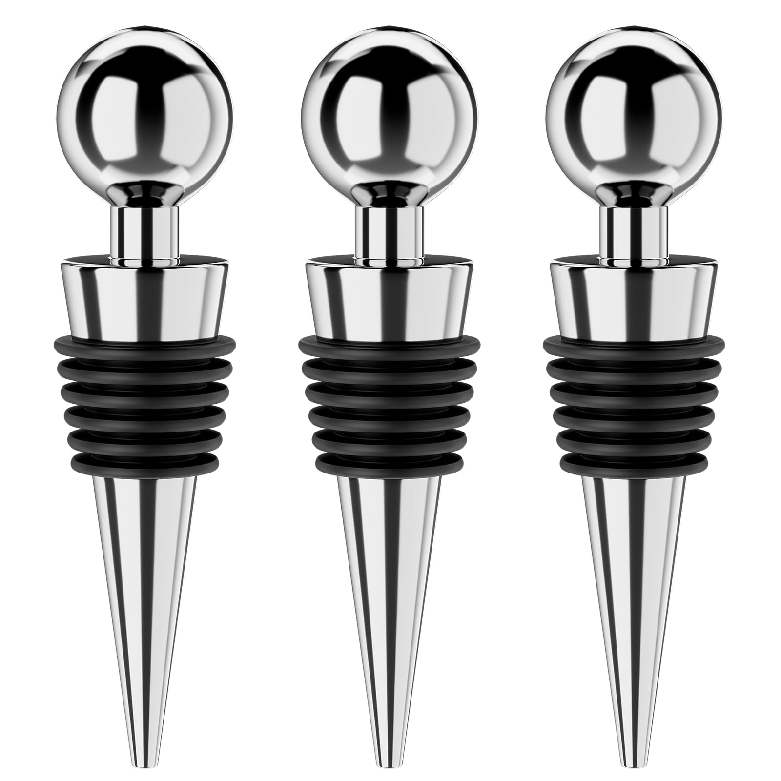 BETTFOR tapon vino 3 piezas plata, sellado para conservar frescura.