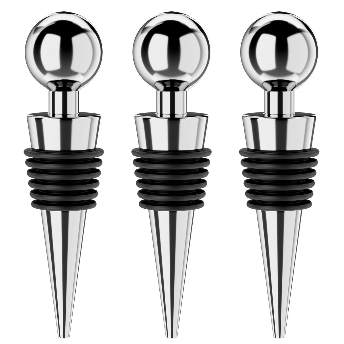 BETTFOR tapon vino 3 piezas plata, sellado para conservar frescura.