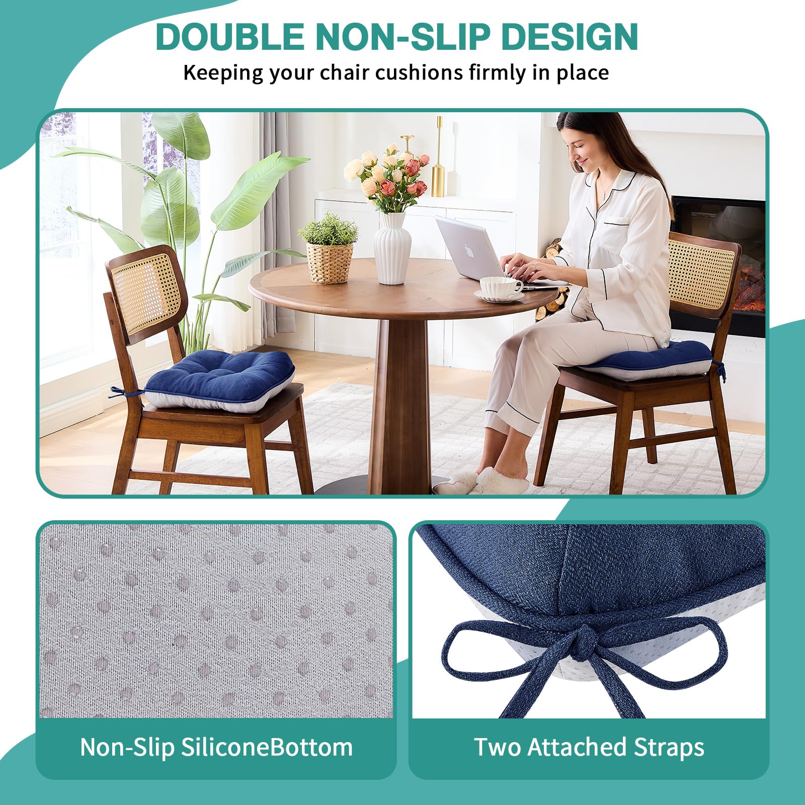 Cojín BETU para silla 16x16-3-5 navy, soporte cómodo