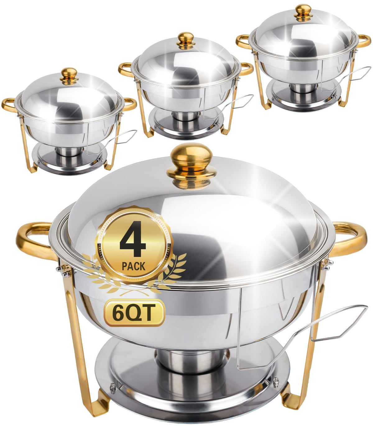 Beviliu bandejas para buffet 4-pack con capacidad 6 qt para porciones generosas