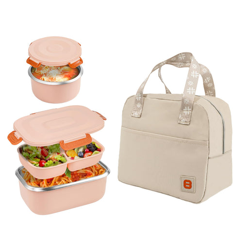 BEVISS Bento aislado rosa, caja principal para almuerzos seguros y fáciles de transportar.