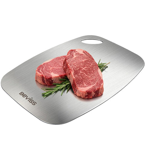 Beviss tabla corte 18-8 doble cara 15x11, ideal para carne y verduras.