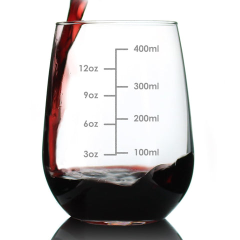 Bevvee copa de vino con medición grabada de 17 onzas para porciones precisas.