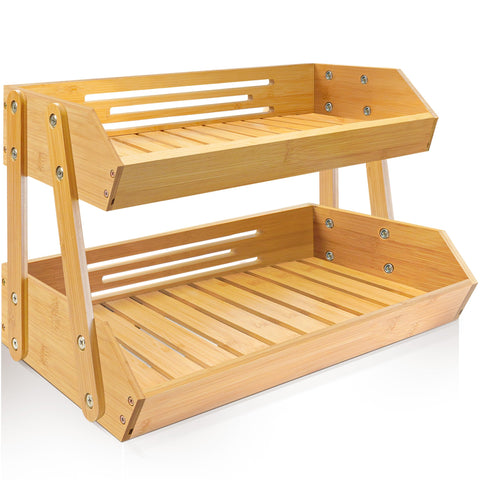 Bewbow cesto-frutas-bambu-16-5-pulgadas ideal para almacenar más frutas en la encimera.