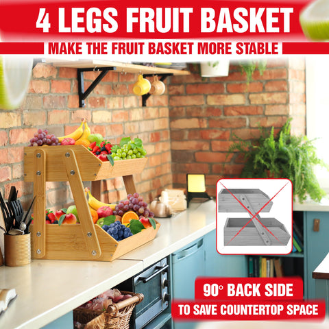 Bewbow cestas-frutas-bambu-patas-estables base firme para cargas grandes.
