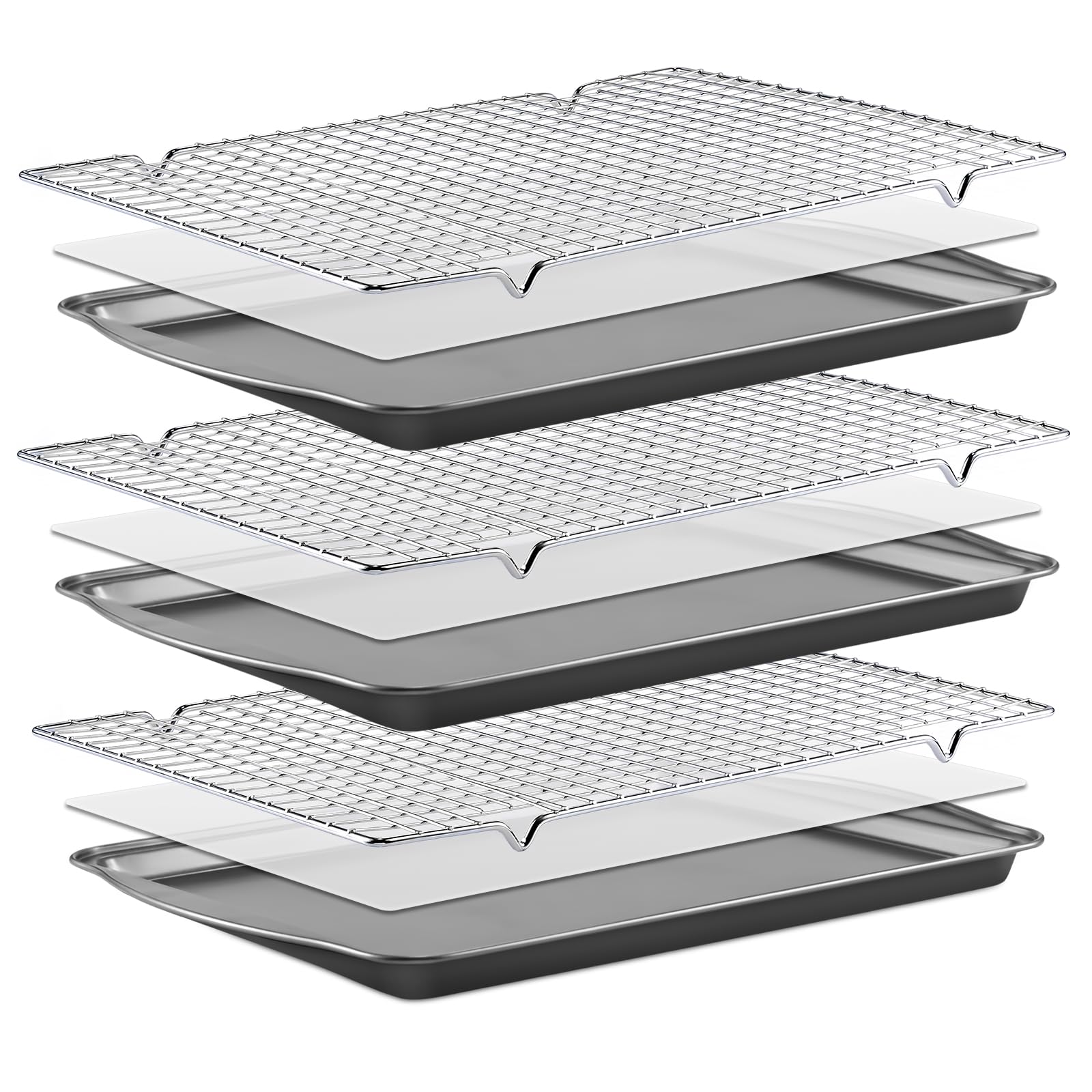 BEWOS bandejas de horno con recubrimiento antiadherente para hornear de forma uniforme.