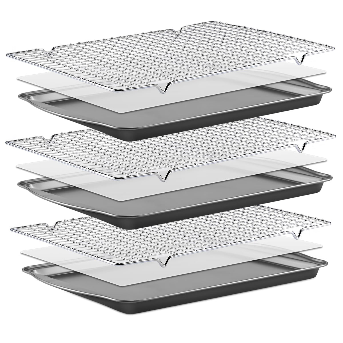 BEWOS bandejas de horno con recubrimiento antiadherente para hornear de forma uniforme.