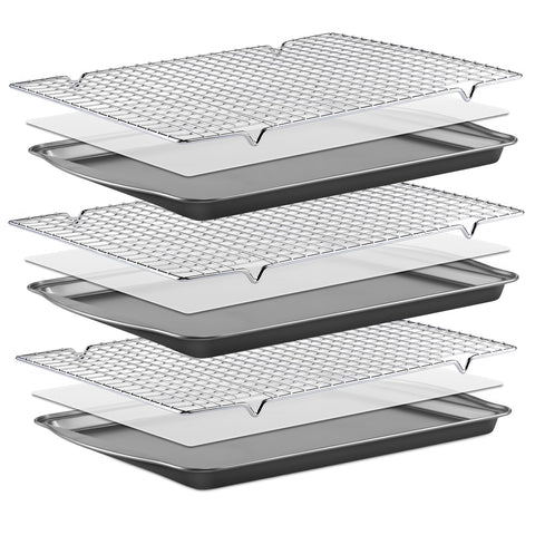 BEWOS bandejas de horno con recubrimiento antiadherente para hornear de forma uniforme.