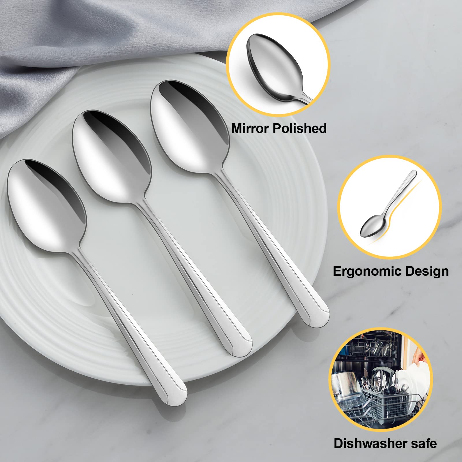 BEWOS cucharas-acabado-espejo: brillo elegante para cualquier mantel