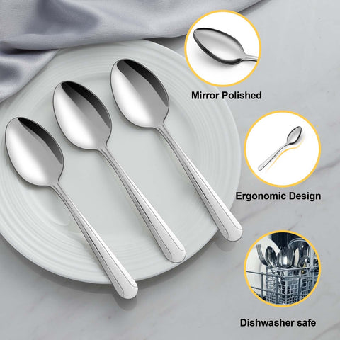 BEWOS cucharas con acabado espejo para mesa elegante.