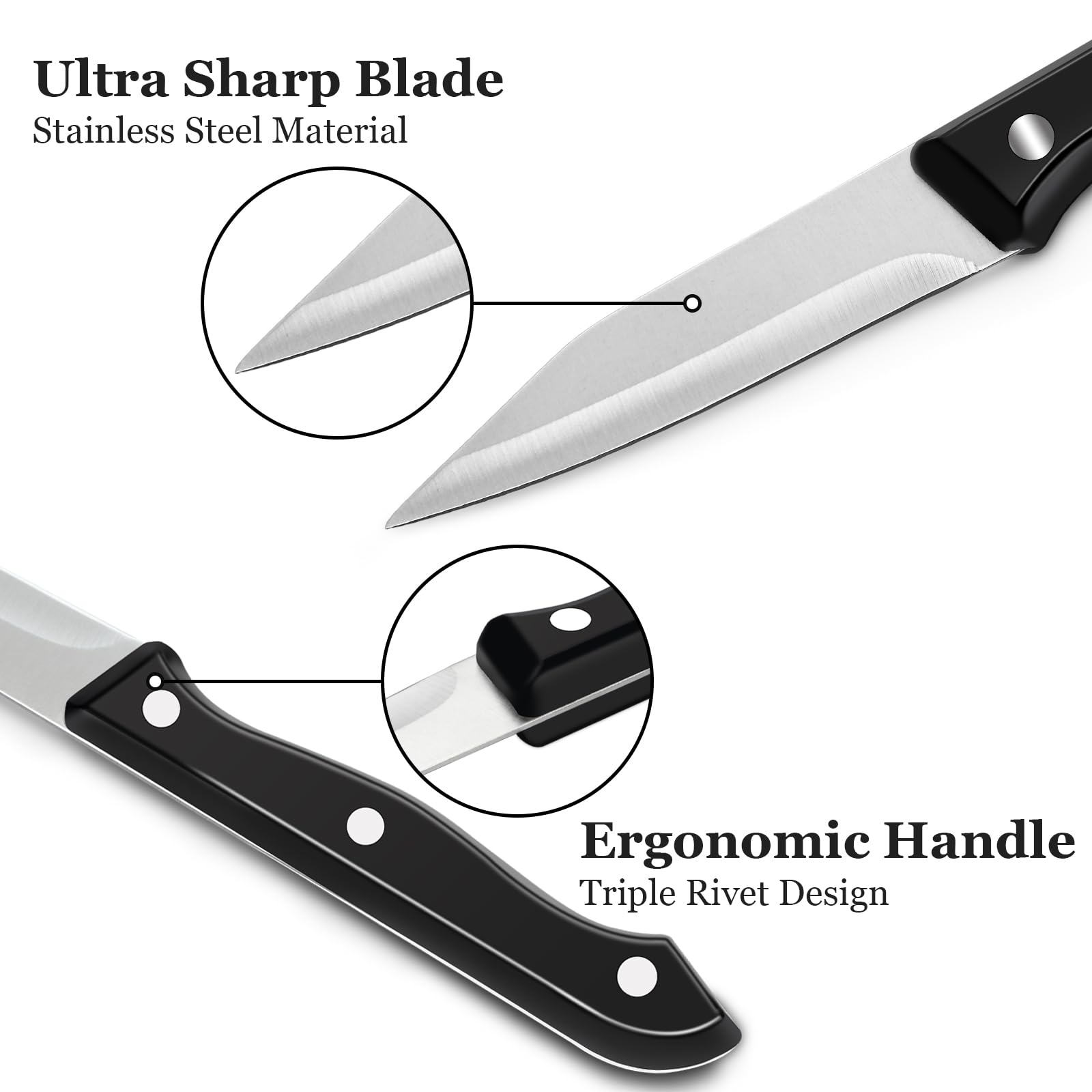 Cuchillo BEWOS pelador de 3,5 pulgadas, filo corto y preciso para tareas delicadas.